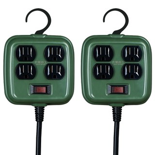 MAX STAR 太星電工 一開二插工業風延長線 3孔 AX-A0717, 1.8m, 軍綠色, 2個