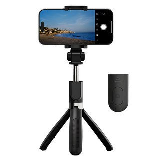 Nuart 無線藍牙輕量智慧型手機三腳架自拍棒, 1個, 黑色, N-ST-L01