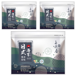 三味屋 日式醬香原味海苔 純素, 32g, 3包