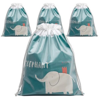 簡約印花防水束口袋 4入