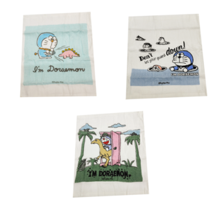 Skater 毛巾3入組, 哆啦A夢 白色 + 藍色 + 綠色, 1組