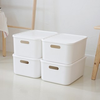 BONOHOUSE 收納箱 食品儲藏室整理盒, 4個, 白色, M(264 x 372 x 162 mm)