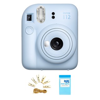 FUJIFILM 富士 instax mini 12 拍立得相機 + 照片繩 + 1層迷你相簿, mini 12(粉彩藍), 1個