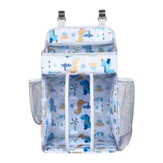 多功能床邊收納掛袋, 節省空間, 堅固耐用, 42 x 27 x 20cm, 白底侏儸紀