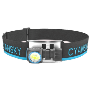 CYANSKY 多功能迷你L型充電頭燈 HS3R 磁吸尾蓋 Type-C充電 全金屬設計, 黑色 + 藍色, 1個