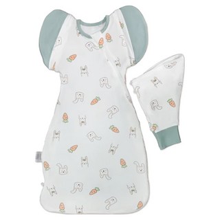 OhBabyLying 可換袖成長包巾, 嬰兒防踢被, 紗布, 夏季薄款, 胡蘿蔔兔