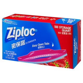 Ziploc 密保諾 密實袋 易開封口 幫助鎖味2倍保鮮, 中(17.7 x 18.8cm), 100個, 1盒