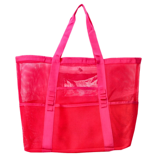 時尚分隔大容量沙灘袋, 14萬格紋路, 桃粉色, 39 x 43 x 20cm