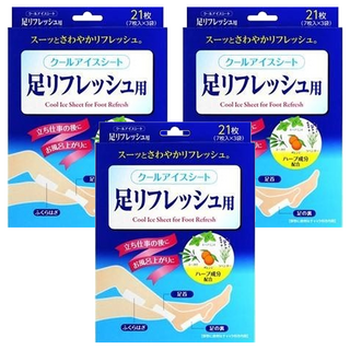 SANKO Okudake Kyuchaku 清涼舒緩足貼 Set 21枚, Cool Ice Sheet for Foot Refresh, 3盒