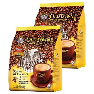 OLDTOWN WHITE COFFEE 舊街場白咖啡 咖啡&奶精 即溶咖啡飲品 馬來西亞怡保白咖啡 榛果口味, 25g, 15條, 2袋