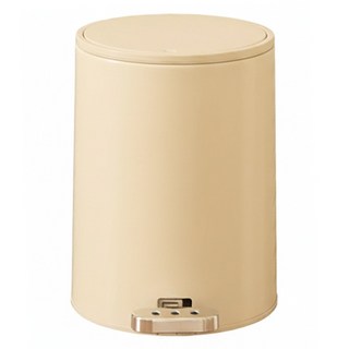 沐慕家居 帶蓋垃圾桶 PP塑料材質, 奶茶色, 1個