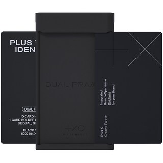 PLUS X OBJECT 雙框簡約名牌頸掛證件套, 黑色, 1個