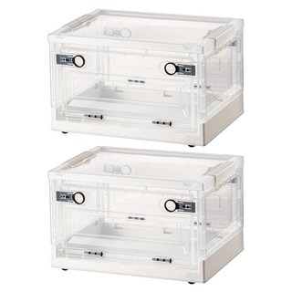 三開摺疊收納箱, 白透明蓋 + 白色, 736 大號(51.5 x 36 x 30cm), 2個