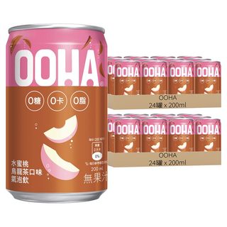 OOHA 氣泡飲 水蜜桃烏龍茶 迷你罐, 200ml, 48罐
