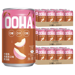 OOHA 氣泡飲 水蜜桃烏龍茶 迷你罐, 200ml, 72罐