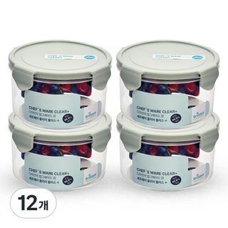 셰프웨어 클리어플러스 밀프렙 밀폐용기 원형, 12개, 1.03L
