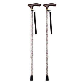 이치고이치에 플라워 고급 조절식 지팡이 AS-70BG, 베이지, 2개