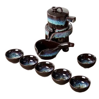 時來運轉 泡茶器, 1盒, 泡茶壺 + 蓋子 + 底座 + 公杯 + 茶杯 6個, 窯變天睦