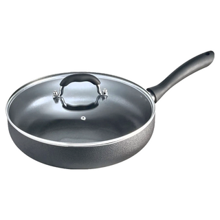 ZHENG NIU 正牛 黑金剛導磁不沾平底鍋 附蓋 Xylan塗層 人體工學手把 適用電磁爐, 30cm, 1個