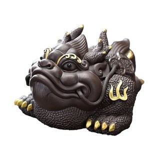 吉祥獸紫砂茶寵擺飾(時來運轉), 褐色, 12.7 x 16 x 9.5cm