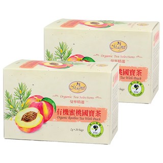Magnet 曼寧 有機蜜桃國寶茶 40公克 無咖啡因 清甜蘋果與水蜜桃香, 2g, 20包, 2盒