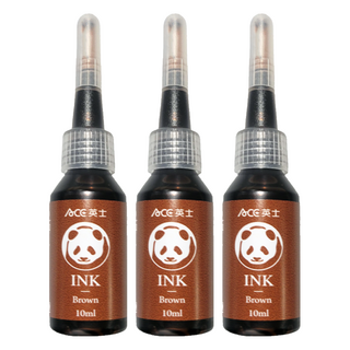 ACE 英士 丸筆補充液 棕色墨水 10cc, 23 棕色, 3瓶