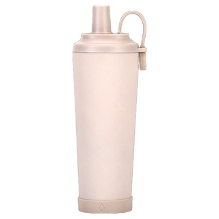 陶瓷易潔層 磁吸雙飲吸管杯, 830ml, Tritan吸管, 陶瓷不鏽鋼內膽, 奶茶色, 1個