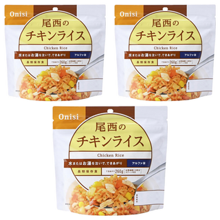 Onisi 尾西 沖泡即食飯 雞肉風味, 100g, 3包