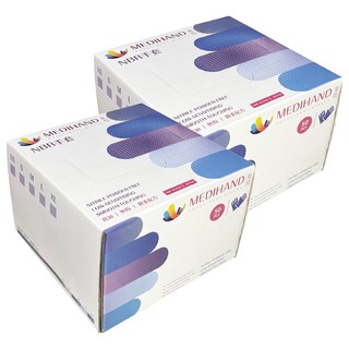 MEDIHAND 美恆 NBR 手套 薄款 輕巧服貼 指尖防滑 一般防護隔離使用, 藍紫色, L, 2盒