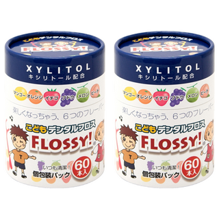 UFC SUPPLY FLOSSY 木醣醇兒童牙線棒 6種水果味 獨立包裝, 60支, 2罐