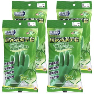 NEXCLEANS 舞水痕 居家清潔手套 清潔乳膠手套, RT-K5001L, L(長度33cm), 4雙