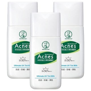 MENTHOLATUM 曼秀雷敦 Acnes 台灣公司貨 多效抗痘UV潤色隔離乳 SPF50+ PA++++, 30g, 3瓶