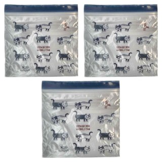 kUSUgURU JAPAN 日本眼鏡貓 Matilda-san系 食物密封保鮮夾鏈袋 日本食品衛生檢測合格, S(22 × 22 × 4cm), 10入, 3組