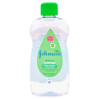 嬌生嬰兒潤膚油 蘆薈滋養配方 富含維生素E和蘆薈 低過敏性 清爽不黏膩, 500ml, 1瓶