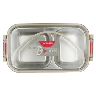 AWANA 手提二格雙層不鏽鋼便當盒 8187 21.5 x 12 x 15cm, 珊瑚紅, 1個