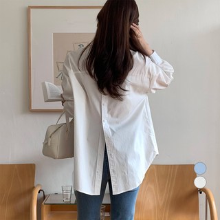 afinar 女款後扣式寬鬆長袖襯衫