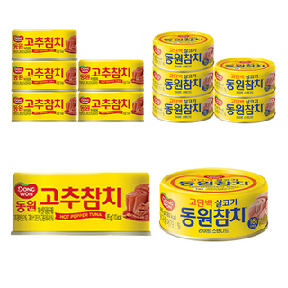 동원참치 살코기참치통조림6p + 고추참치통조림6p, 85g, 12개