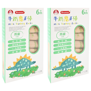 Nutrinini 脆妮妮 牛奶磨牙棒 無添加香料膨化劑 寬大條型方便寶寶握取, 燕麥, 112g, 2盒