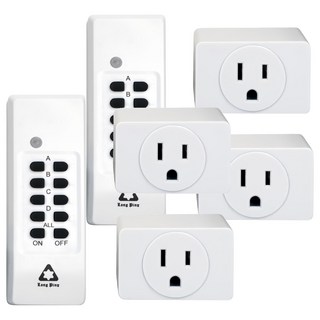 LONG PING 一對二智能家電遙控插座 無線遙控 智能學習 適用多種家電, 6cm, 白色, 2入