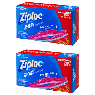 Ziploc 密保諾 密實袋 易開封口 幫助鎖味, 中(17.7 x 18.8cm), 100個, 2盒