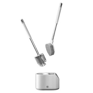 FAmILyLIFE 生活 簡約風兩用清潔馬桶刷組, 白色, 1組