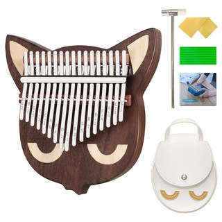 Baira 黑胡桃木貓咪17音卡林巴琴 + 專用琴盒套組 BKB20, 1個, 單品