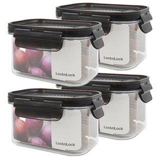 LocknLock 樂扣樂扣 BISfree Modular 積木晶透保鮮盒 6mm隱藏式溝槽, 1組, 4 個容器 + 4 個蓋子