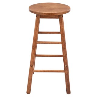 ECHODIY 愛爾蘭實木圓形吧台椅, 棕色, 1把