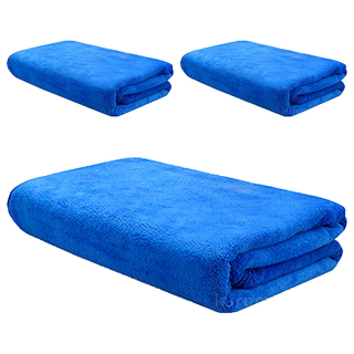 超細纖維車用大毛巾, 60x160cm, 藍色, 聚脂纖維, 擦拭清潔車輛表面, 3條