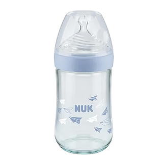 NUK Nature Sense 玻璃奶瓶 240mL, 6-18個月適用, 藍色, 1個