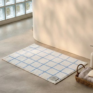 써뉴즈 인테리어 욕실 발매트, 체크블루