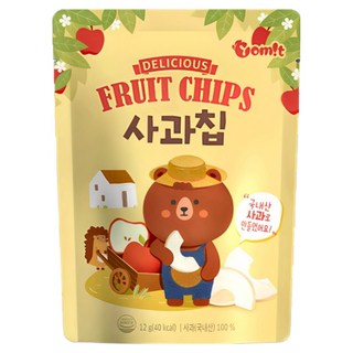 Yomit 寶寶乾水果片 蘋果, 非油炸製程，保留水果原味，無防腐劑及化學調味，適合7個月以上嬰幼兒食用，脆片尺寸方便小手抓握, 12g, 1包