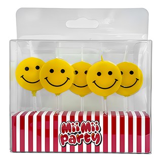 Mii Mii Party 生日派對感性蛋糕裝飾蠟燭, 5個, 黃色的微笑