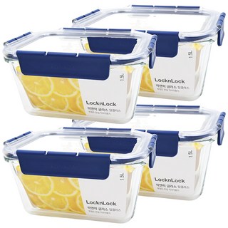 LocknLock 樂扣樂扣 Top Class 耐熱玻璃長方形保鮮盒, 1組, 保鮮盒4個